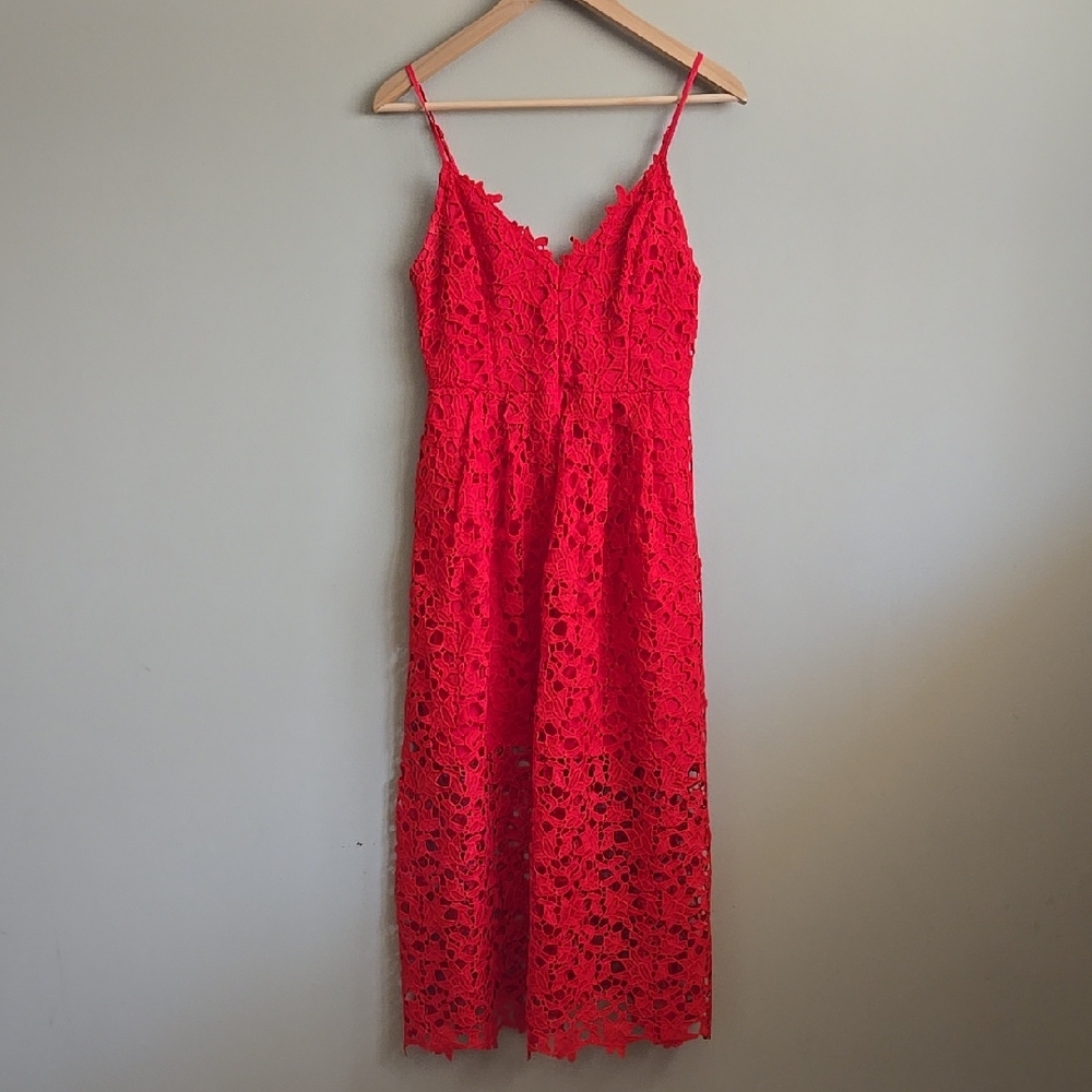 ASTR Elegant Red Lace Midi Dress M